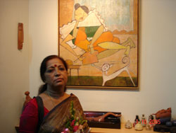 Artist Shubhada Mule with her Painting