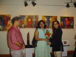 Artist Debjani Datta with Actor Mrunal Kulkarni & Milind Sathe