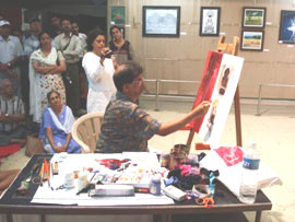 Demonstration of Acrylic painting by Suhas Bahulkar