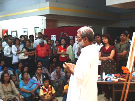 Demonstration of Portrait painting by Vasudeo Kamath