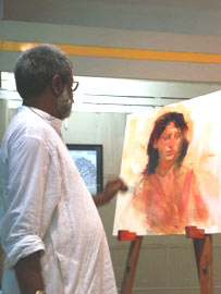 Demonstration of Portrait painting by Vasudeo Kamath