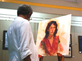 Demonstration of Portrait painting by Vasudeo Kamath