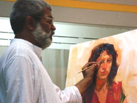 Demonstration of Portrait painting by Vasudeo Kamath