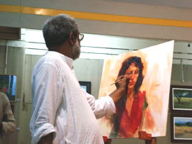 Demonstration of Portrait painting by Vasudeo Kamath