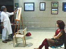 Demonstration of Portrait painting by Vasudeo Kamath