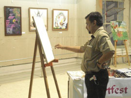 Demonstration of Watercolour painting by Ravi Deo