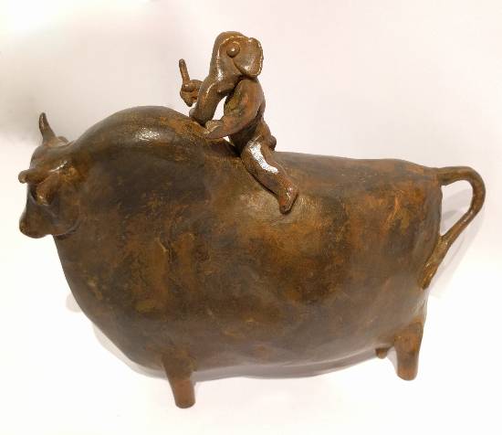 Bronze sculpture by Tanmay Banerjee has been sold - Ganesha and Nandi - II, Pune