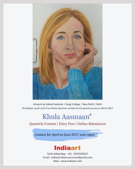 Shortlisted from Khula Aasmaan contest, Painting by Sabeel Sadicote of Gargi College, New Delhi