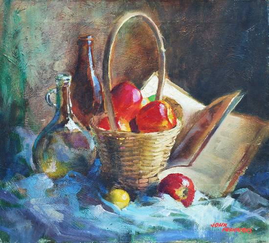 Sold : painting by John Fernandes - Still Life (Oil on Canvas, 21 x 19 inches)