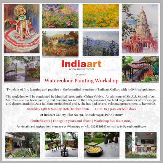 Watercolour Painting Workshop by Chitra Vaidya : This weekend at Indiaart Gallery