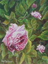 Pink Rose, Painting by Lasya Upadhyaya