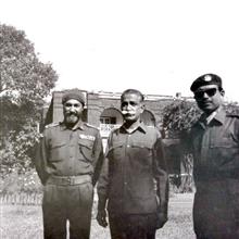Brigadier Shabeg Singh, AVSM, Commander HQ Delta Sector (extreme left) with Col. Osmani, first Commander-in-Chief of Bangladesh, Photo by Prem Vaidya