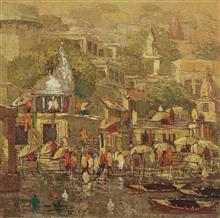 Banaras - 1, painting by Yashwant Shirwadkar, Oil on Canvas, 24 x 24 inches
