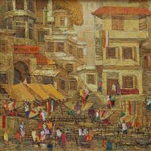 Banaras - 11, painting by Yashwant Shirwadkar, Oil on Canvas, 24 x 24 inches