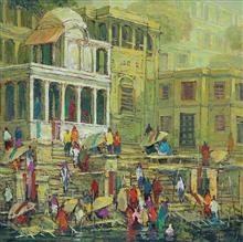 Banaras - 15, painting by Yashwant Shirwadkar, Oil on Canvas, 24 x 24 inches