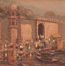 Banaras - 3, painting by Yashwant Shirwadkar, Oil on Canvas, 24 x 24 inches