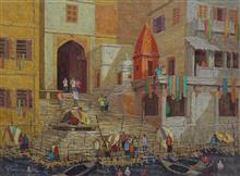 Banaras - 33, painting by Yashwant Shirwadkar, Oil on Canvas, 30 x 40 inches