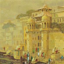 Banaras - 4, painting by Yashwant Shirwadkar, Oil on Canvas, 24 x 24 inches