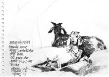 Beyond Highway NH4 - 15, Sketch by Anwar Husain, Pencil on Paper, 6 x 8 inches