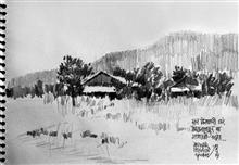 Beyond Highway NH4 - 6, Sketch by Anwar Husain, Pencil on Paper, 6 x 8 inches