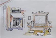 Heritage Hotel XI, Panchgani, Sketch by Chitra Vaidya, Ink and Watercolour on Paper, 10  X  6.5 inches