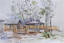 Heritage Hotel XII, Panchgani, Sketch by Chitra Vaidya, Ink and Watercolour on Paper, 6.5 x 10  inches