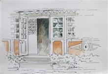 Heritage Hotel XVII, Panchgani, Sketch by Chitra Vaidya, Ink and Watercolour on Paper, 10 X 6.5  inches