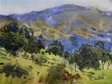 In the Hills - IV, Painting by Chitra Vaidya, Watercolour and ink on Paper, 5 x 7 inches