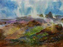 In the Hills - VII, Painting by Chitra Vaidya, Mixed Media on Paper, 10 x 13.5  inches