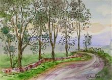 In the Hills  XX,  Painting by Chitra Vaidya, Watercolour and ink on Paper, 5 x 7  inches