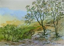In the Hills  XXIII,  Painting by Chitra Vaidya, Watercolour and ink on Paper, 4.5 x 6.5 inches