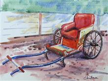 Rickshaw at Matheran, Painting by Chitra Vaidya, Watercolour on Paper, 5 x 7 inches