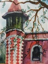 School at Panchgani - I, Painting by Chitra Vaidya, Watercolour and ink on Paper, 6.75  x  4.75 inches