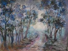 Walking Trail, Painting by Chitra Vaidya, Mixed Media on Paper, 10.5  X  14  inches