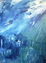 Avalanche, painting by Prakash-Bal-Joshi, Oil on Canvas,48 x 36 inches