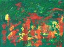 Floating Party, painting by Prakash Bal Joshi, Mix Media on Canvas, 48 x 36 inches 