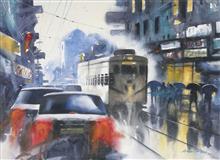 Colours of Life, Kolkata morning painting by Ananta Mandal, Watercolour on Paper, 30 X 22 inches