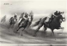 Colours of Life, Bilinding speed painting by Ganesh Hire, Charcoal on Paper,  38 X 26.25 inches