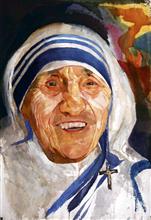 Colours of Life, Mother Teresa by M  Narayan, Watercolour on paper, 36 X 48 inches