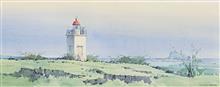 Colours of Life, Jhanjhmer lighthouse by Mohan Khare, Watercolour on paper, 25 X 10 inches