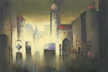 Colours of Life, Golden night 2,  painting by Somnath Bothe, Acrylic on canvas, 36 x 24 inches