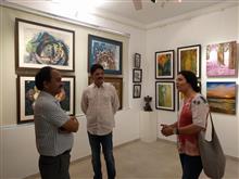 Amita Goswami with her paintings at Indiaart Gallery, Pune - 1