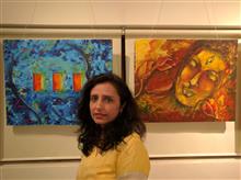 Rupal Buch with her paintings at Indiaart Gallery, Pune - 1