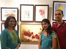 Sanika Dhanorkar with family at the second edition of Emerging Artists Show at Indiaart Gallery, Pune