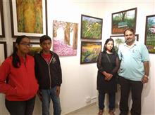 Sudha Srivastava with her family at the second edition of Emerging Artists Show at Indiaart Gallery, Pune