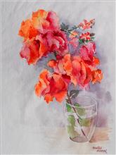 Bouganvilea, Painting by Sanika Dhanorkar, Watercolour on Handmade paper, 14 x 10 inches
