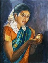 Deepawali, Painting by Mrudula Bapat, Watercolor on paper, 16 x 12  inches