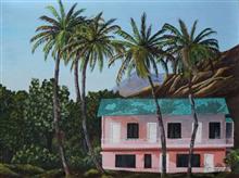 Pink House, Painting by Nidhi Mittal, Acrylic on Canvas, 18 x 24 inches