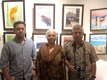 Ivan Gomes with his parents at Indiaart Gallery, Pune
