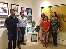 Vikram Jadhav with his family at Indiaart Gallery, Pune